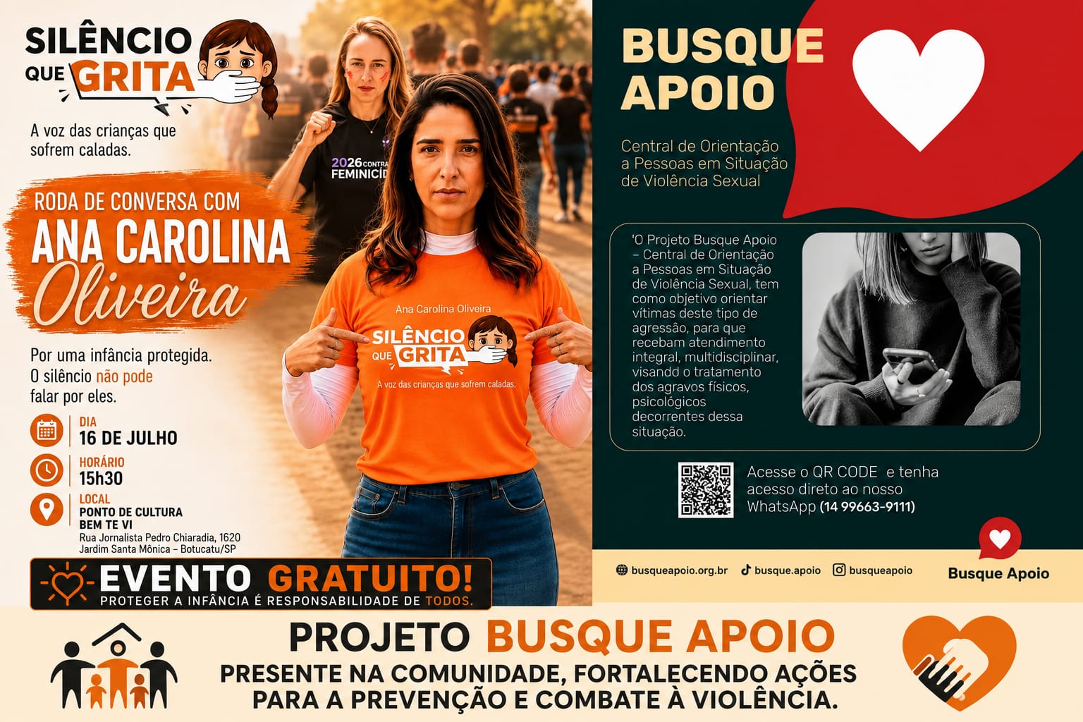 Imagem principal da noticia Busque Apoio participa de ação do projeto Silêncio que Grita em Botucatu